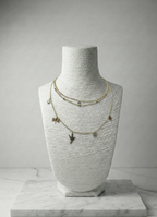 Hayatın Simgeleri: 3 Sıralı Çelik Charm'lı (Yusufçuk, Kuş, Yonca) Katmanlı Kolye