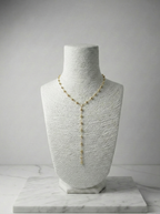 Zarif Top Boncuklu: Altın Tonu Çelik Y Zincir Kolye