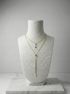 Bohem ve Modern Stil: Firuze Taşlı ve Yıldız Detaylı Katmanlı Altın Rengi Kolye