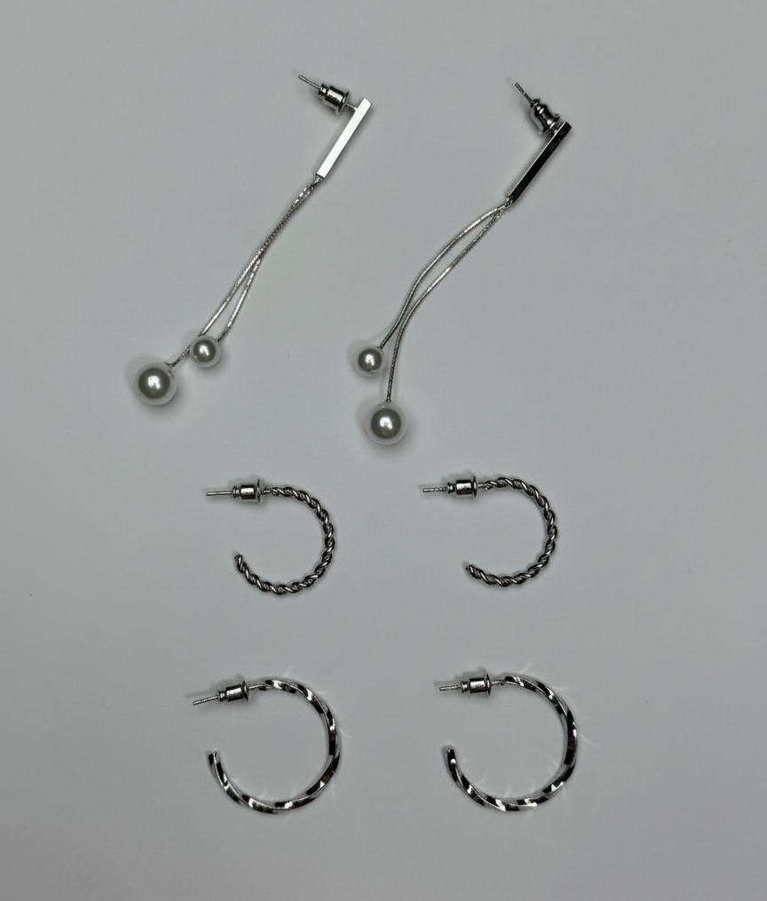 6'lı Minimal ve Zincir Detaylı Küpe Seti – Çoklu Kullanım Kombini