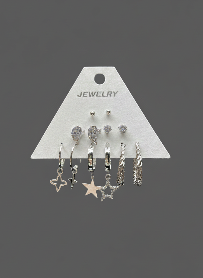 Deniz Esintisi ve Parıltı: Trend 6'lı Çoklu Küpe Kombini