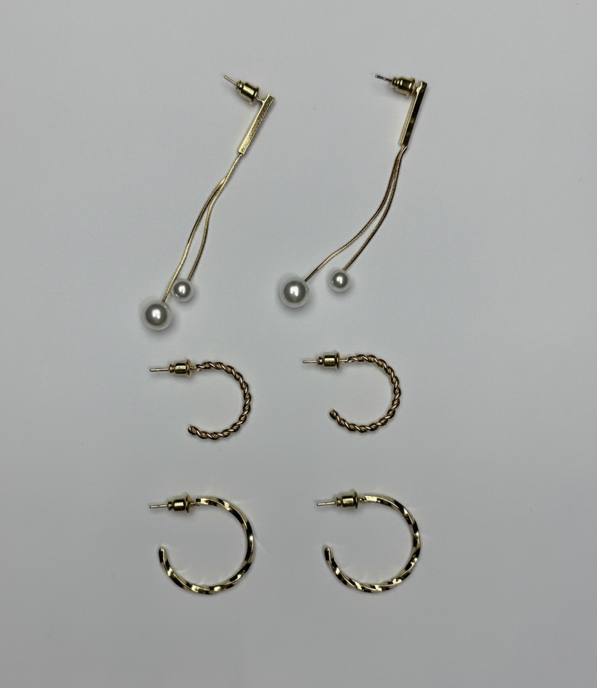 6'lı Minimal ve Zincir Detaylı Küpe Seti – Çoklu Kullanım Kombini