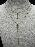 Bohem ve Modern Stil: Firuze Taşlı ve Yıldız Detaylı Katmanlı Altın Rengi Kolye