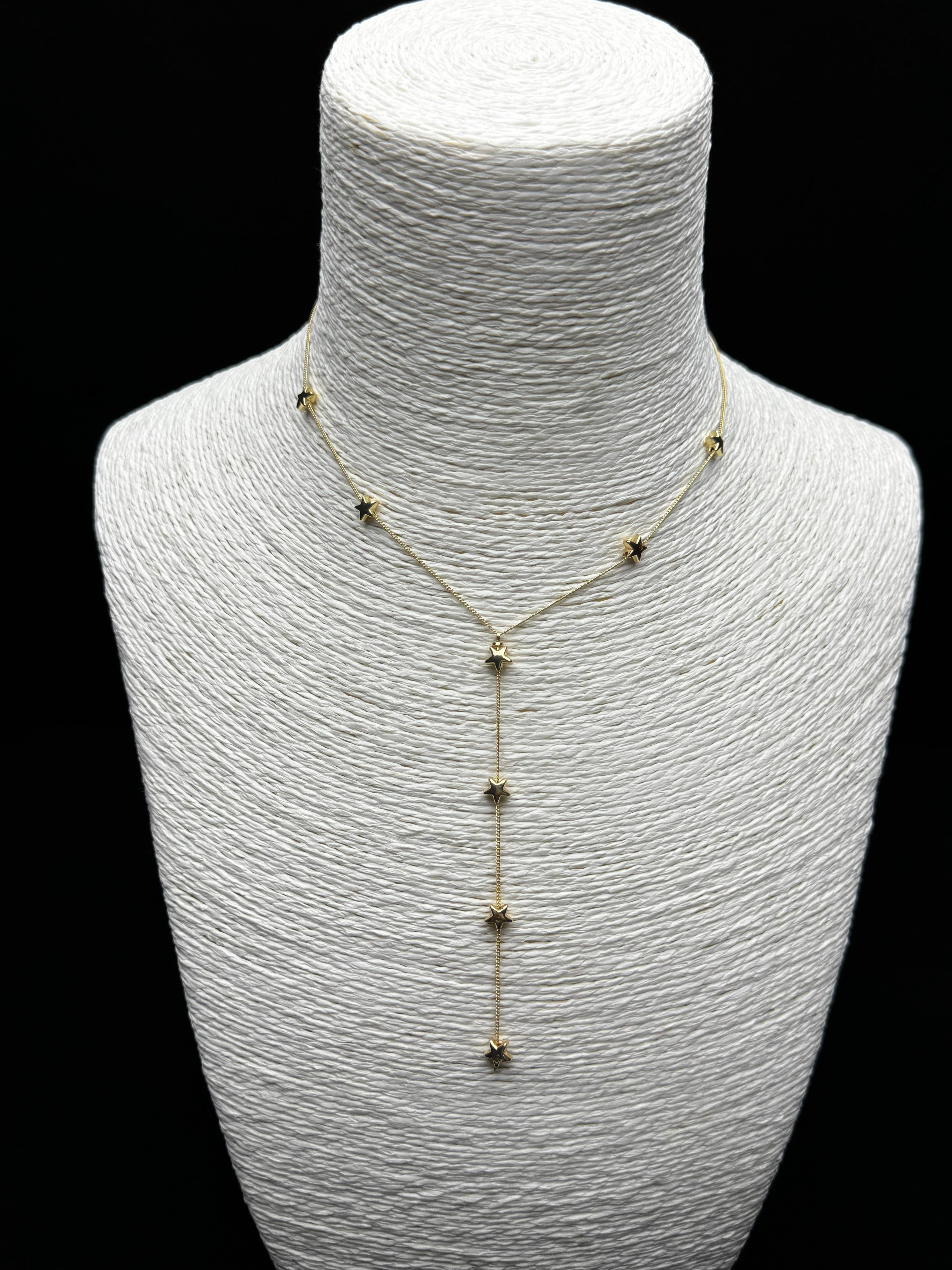 Altın Rengi Minimal Yıldız Motifli Uzun Y Kolye
