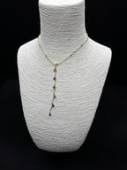 Altın Rengi Kıvrımlı Dal Formunda Çok Renkli Taşlı Lariat Kolye