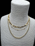 Yaz Rüyası: Işıltılı Pullu ve Zincir Detaylı Dört Katmanlı Altın Rengi Kolye Seti