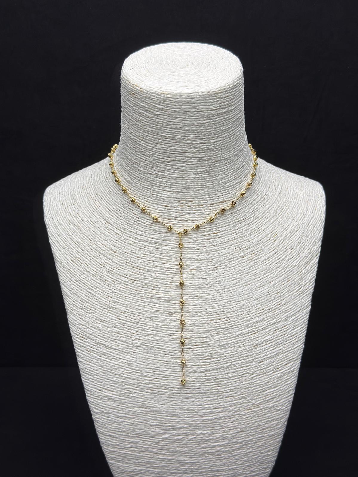 Işıltılı Dorika Top Detaylı Altın Rengi Y Formlu (Lariat) Kolye - Trend ve Çekici