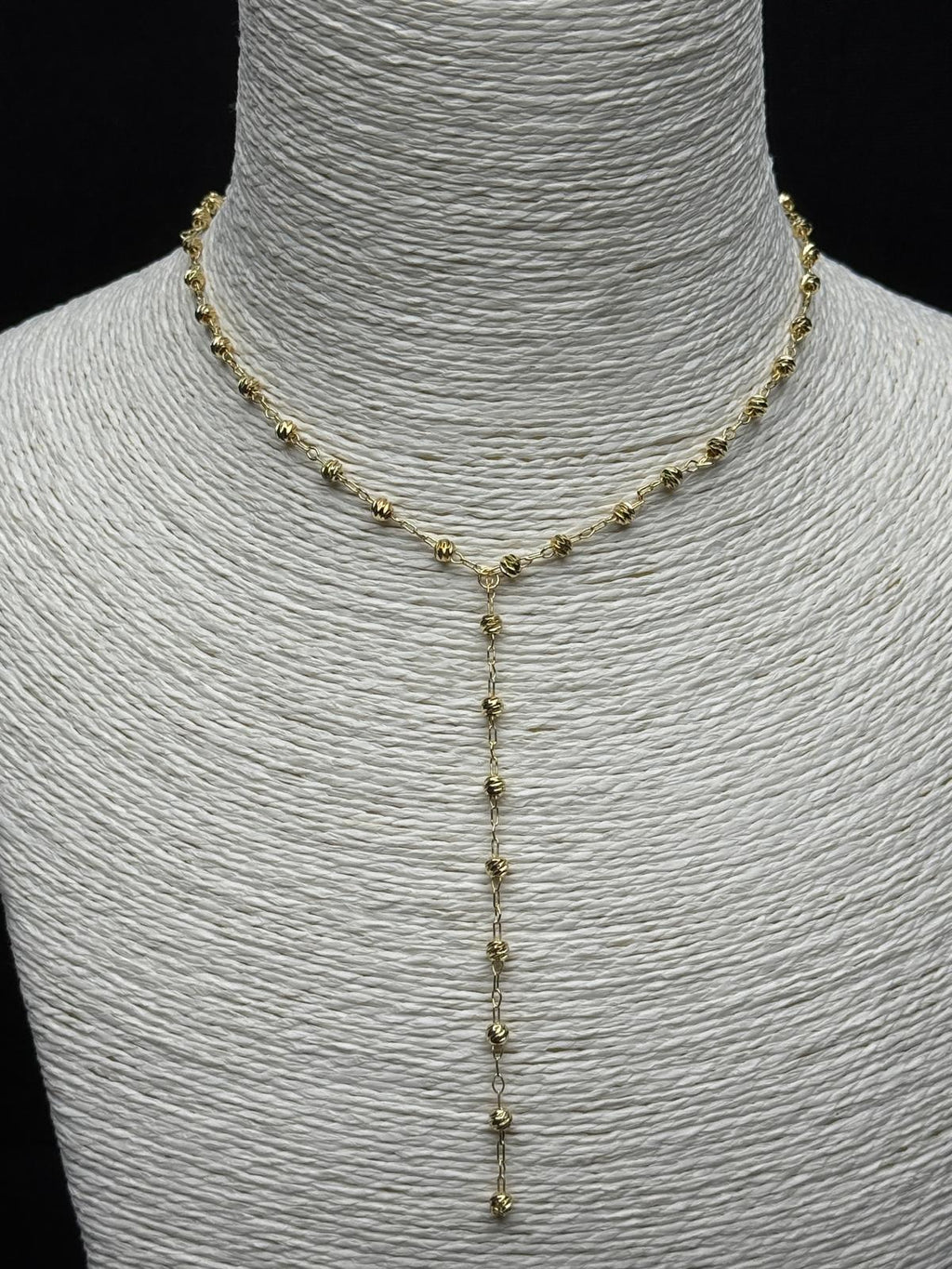 Işıltılı Dorika Top Detaylı Altın Rengi Y Formlu (Lariat) Kolye - Trend ve Çekici