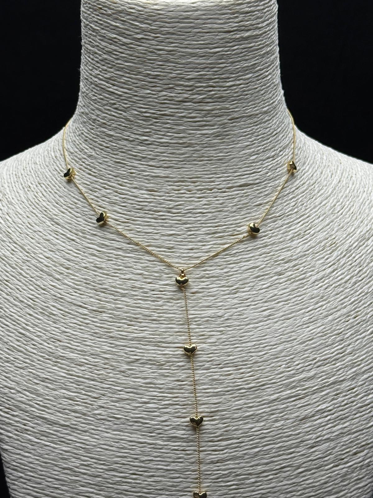 Zarif Aşk: Çelik Y Zincirli, Minik Kalp Detaylı Gold Kolye