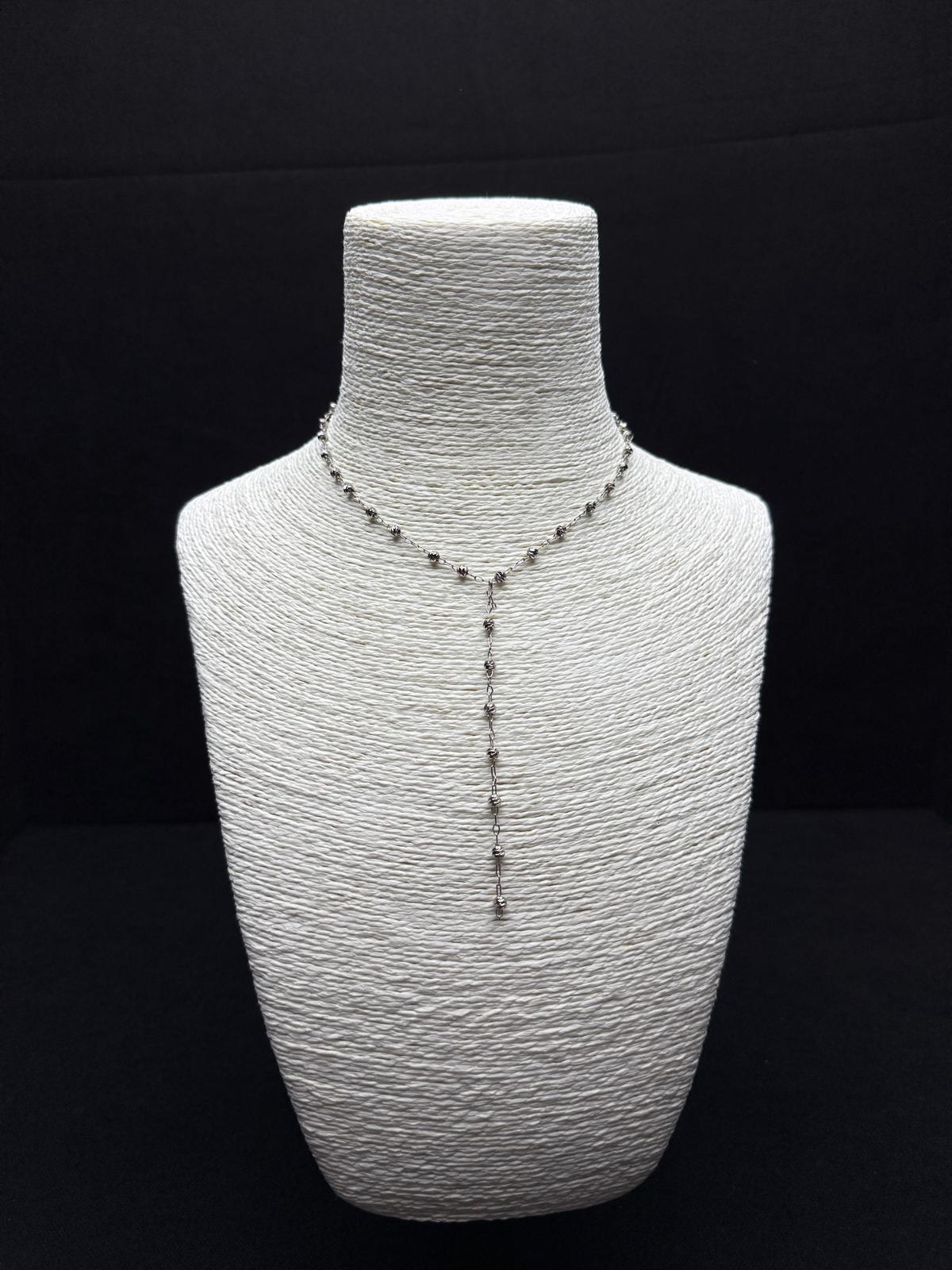 Zarif Top Boncuklu: Gümüş Tonu Çelik Y Zincir Kolye