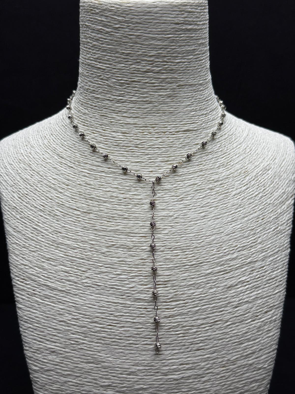 Zarif Top Boncuklu: Gümüş Tonu Çelik Y Zincir Kolye