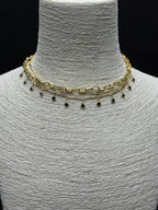 Trend Kombin: 3 Sıralı Zincir ve Siyah Damla Taşlı Çelik Choker Kolye Seti