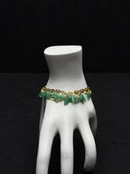 Zümrüt Yeşili Aventurin Doğal Taşlı Çelik Bileklik - Gold Zincir Detaylı